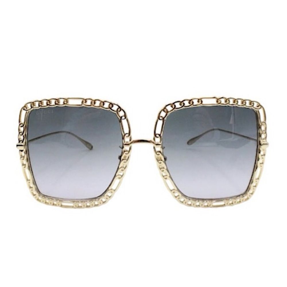 Gucci Sunglasses Square-Frame Chain Gold Tone Metal GG1033s 002